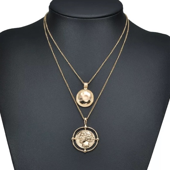 NWOT vintage double coins necklace - Picture 5 of 7